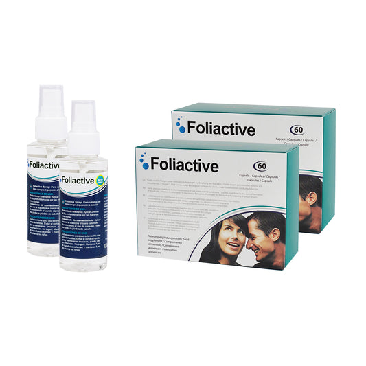 2 Foliactive capsulas y 2 Foliactive Spray para prevenir la caida del cabello