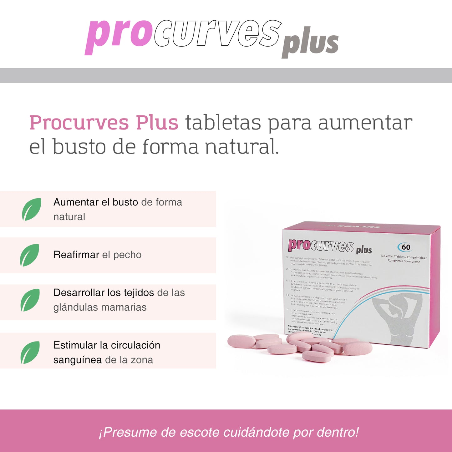 U-Breast + Procurves Plus: Aparato de electroestimulación y 60 cápsulas para aumentar el pecho y reafirmarlo - 3