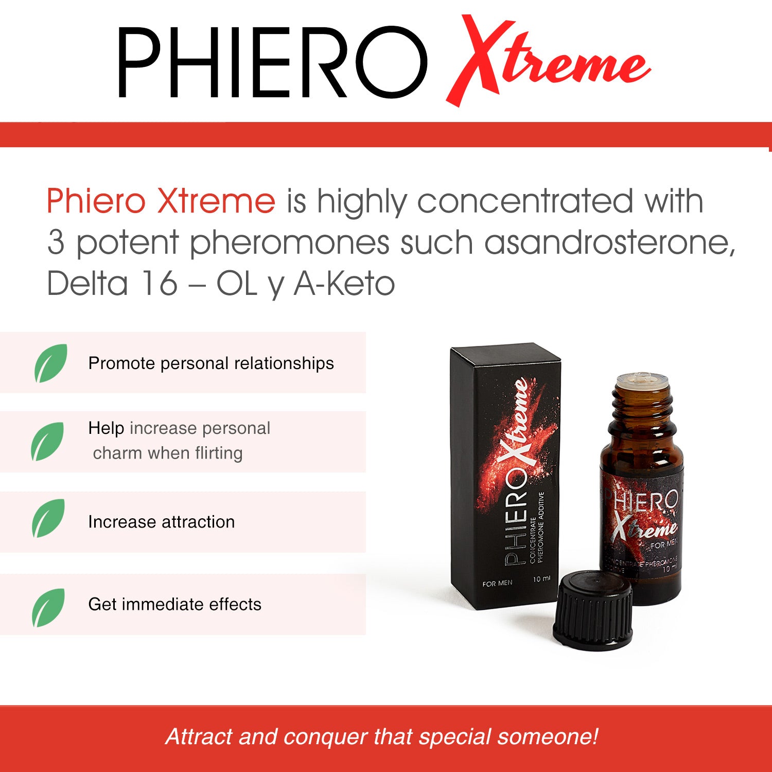2 Phiero Xtreme: Concentrado de feromonas + Phiero Night Man: Roll-on con feromonas para hombre - 4