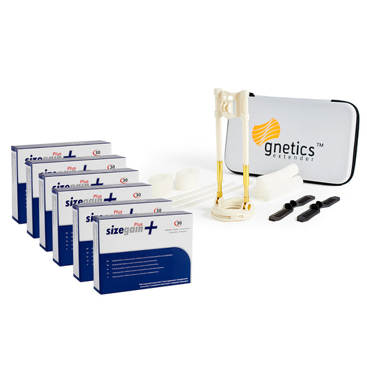 Alargamiento de pene - Gnetics Extender + 6 SizeGain Plus: Extensor y Pastillas para alargar el pene