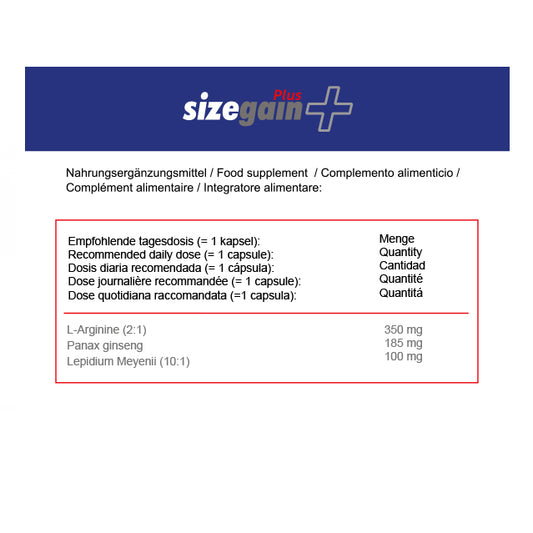 Nuevo Sizegain Plus, fórmula mejorada para aumentar la virilidad y potencia sexual.